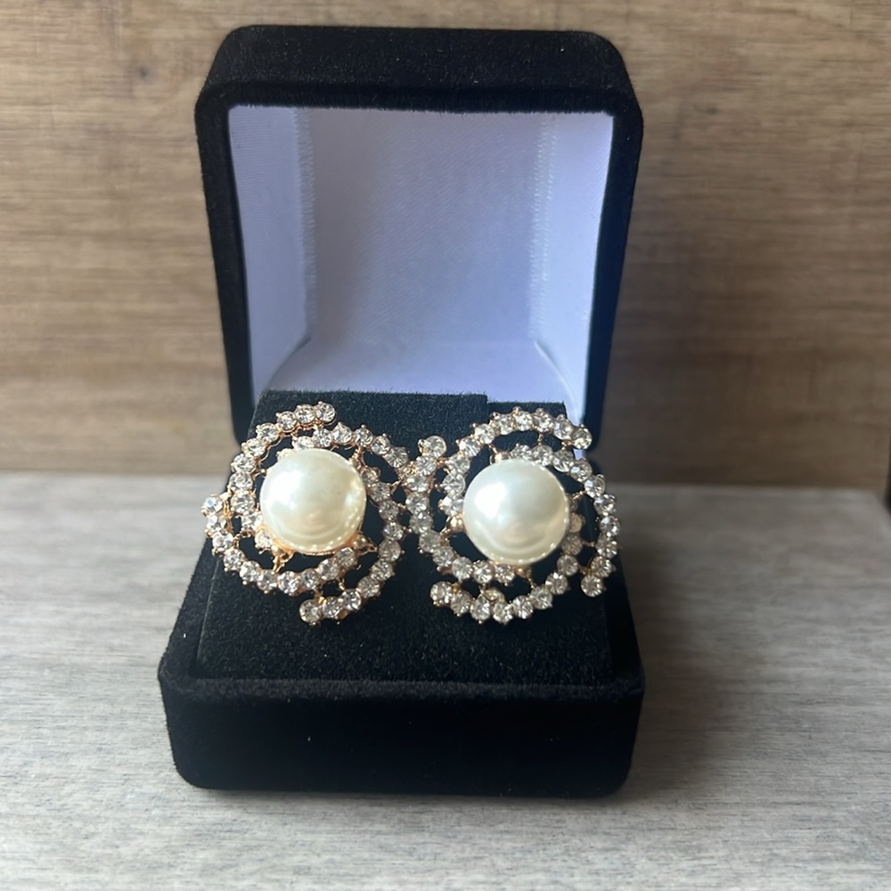 Rhinestone and Faux Pearl Earrings Wedding and Bridal Statement Jewelry